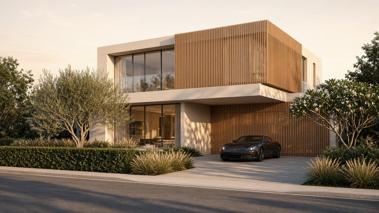 Hillside villa at golden hour